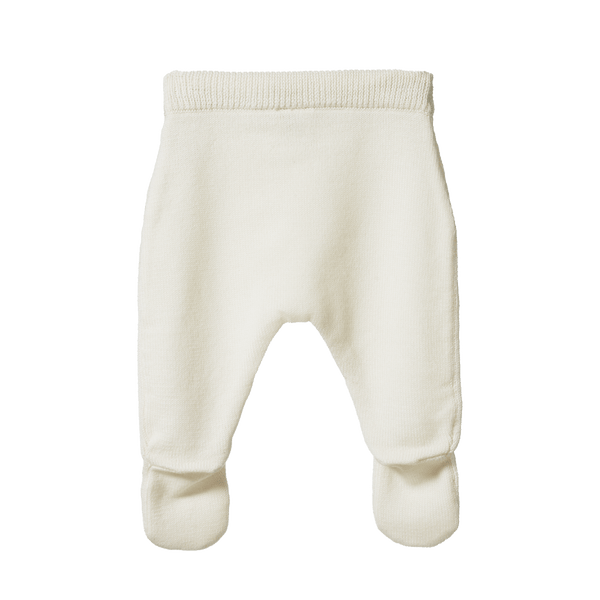Nature Baby Merino Knit Footed Rompers - Natural