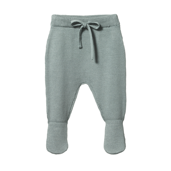 Nature Baby Merino Knit Footed Rompers - Sage