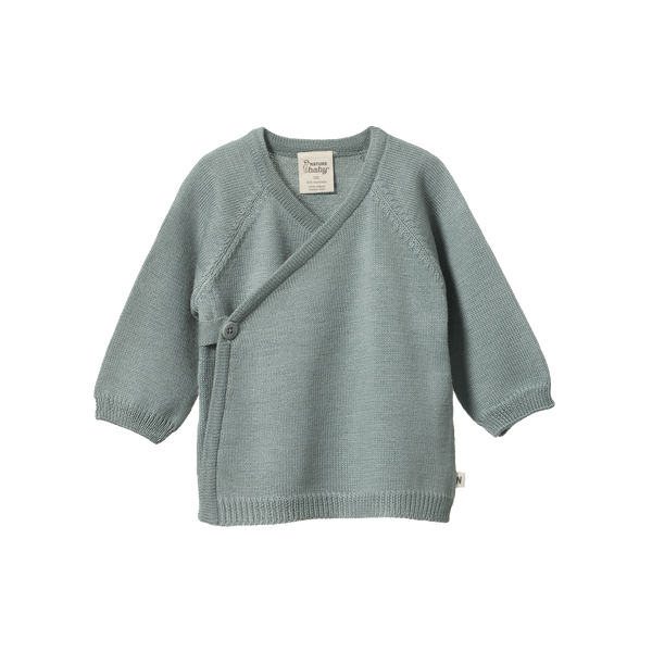 Nature Baby Merino Knit Kimono Jacket - Sage