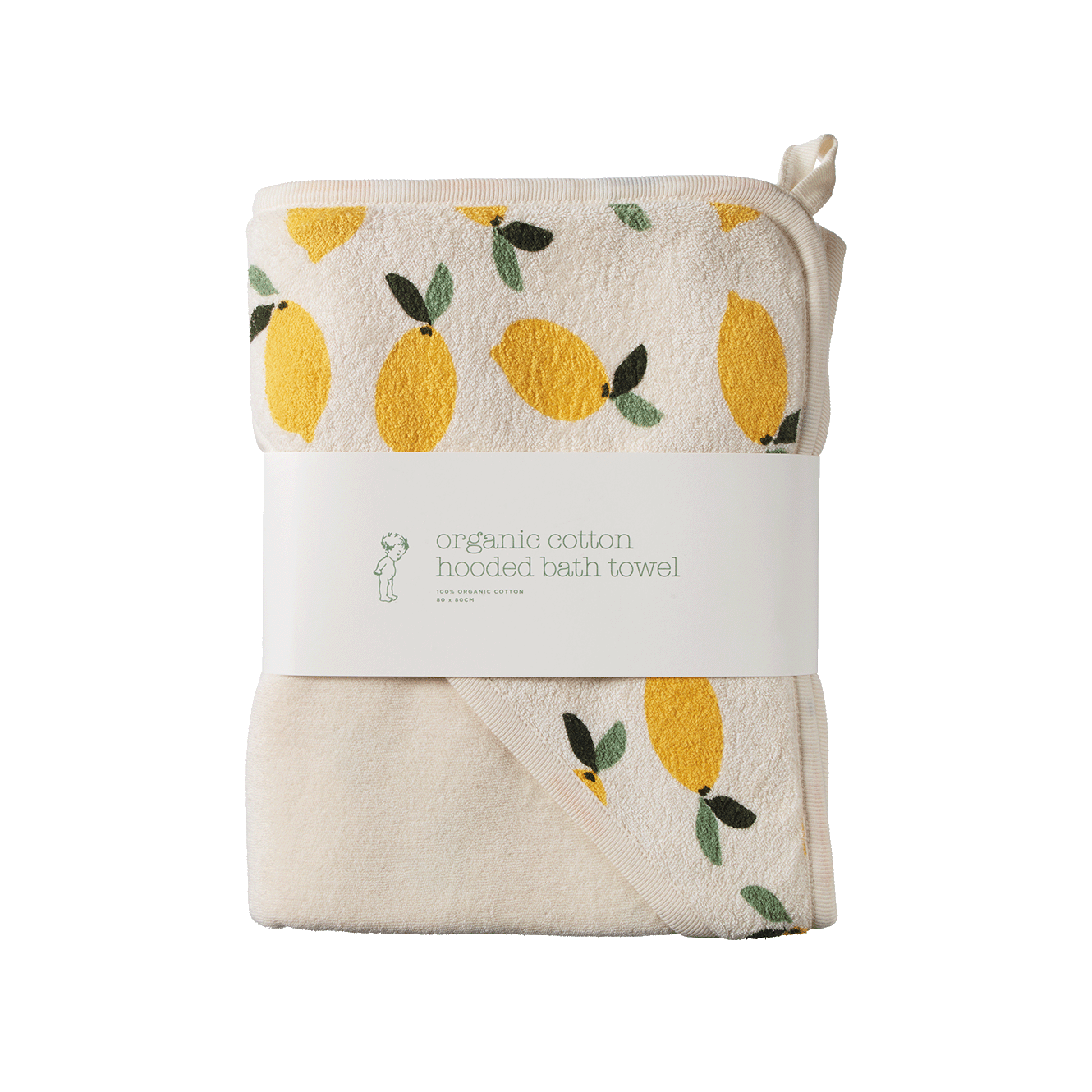 Nature Baby Organic Cotton Hooded Towel - Lemon Print