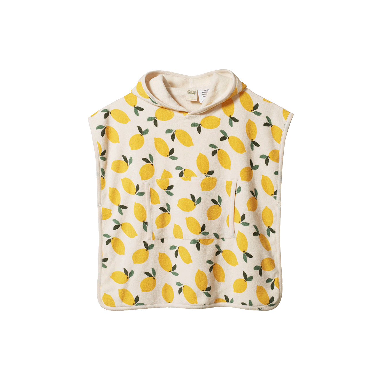 Nature Baby Organic Cotton Poncho Towel - Lemon Print