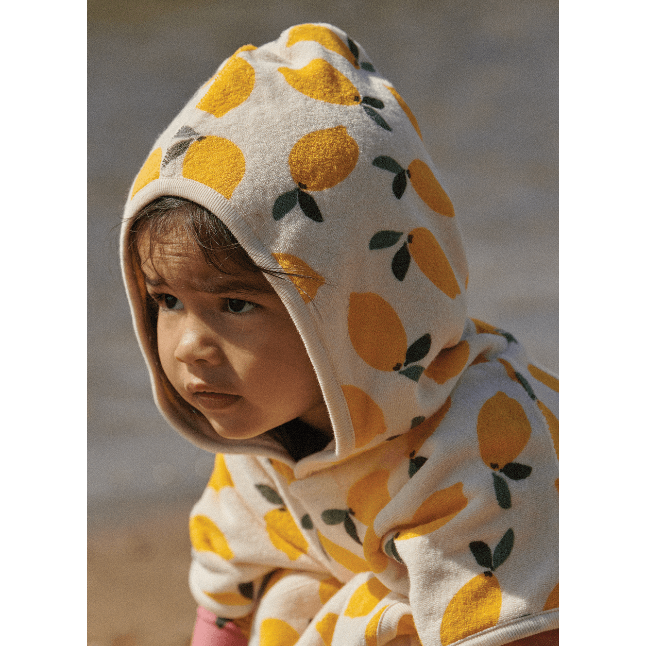 Nature Baby Organic Cotton Poncho Towel - Lemon Print