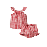 Nature Baby Petal Gingham Set - Red Check