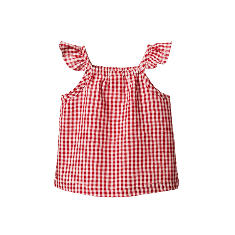 Nature Baby Petal Gingham Set - Red Check