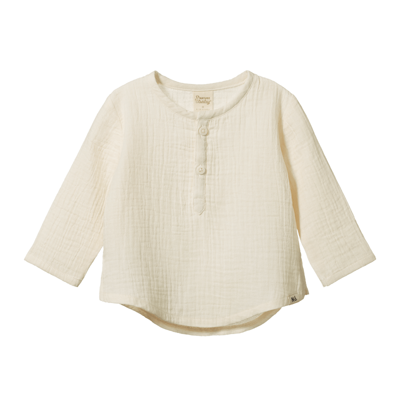 Nature Baby Crinkle Muslin Caravan Shirt - Natural Crinkle