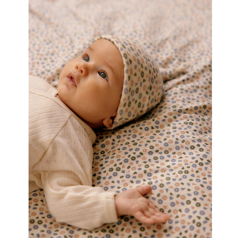 Nature Baby Cotton Knotted Beanie - Chamomile Blooms