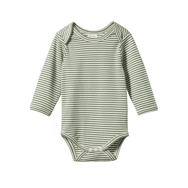 Nature Baby Long Sleeve Bodysuit - Nettle Stripe