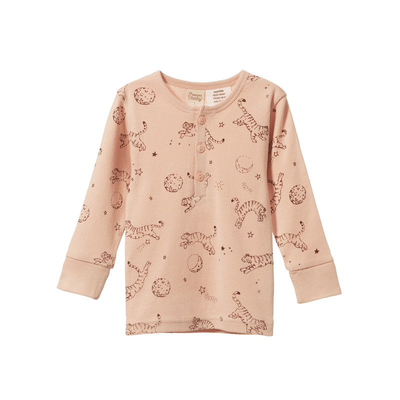 Nature Baby 2Pc Long Sleeve Pyjama Set - Dream Tigers Rose Dust