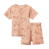 Nature Baby 2pc Short Sleeve Pyjama Set - Dream Tigers Rose Dust