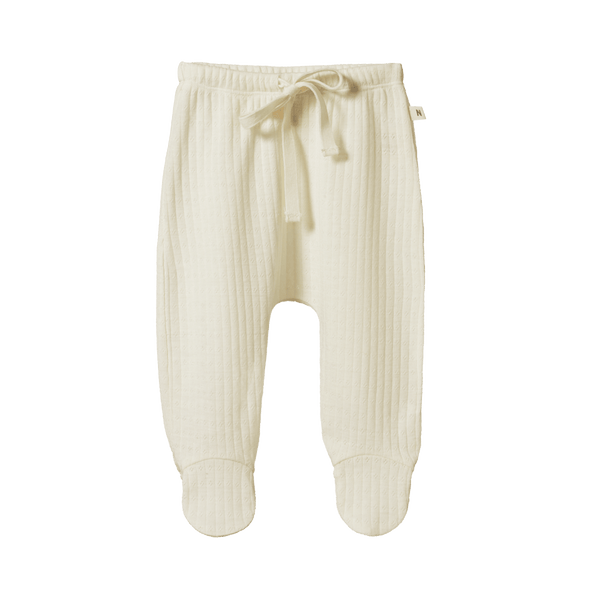 Nature Baby Merino Pointelle Footed Rompers - Natural