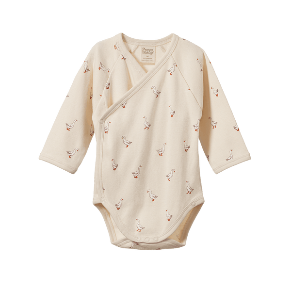 Nature Baby Kimono Long Sleeve Bodysuit - Goosey
