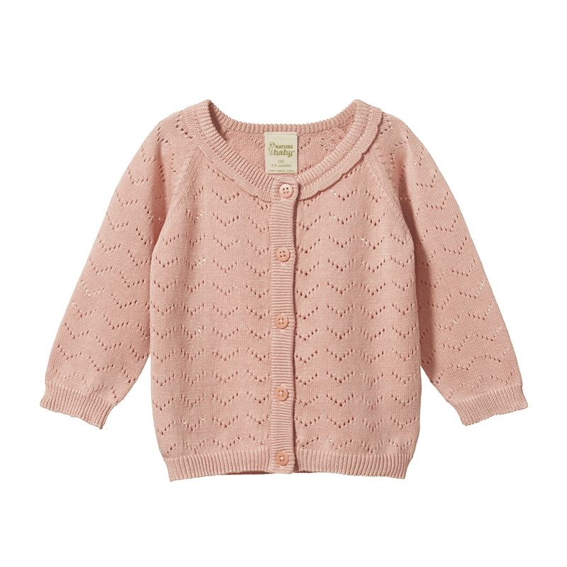Nature Baby Piper Cardigan - Rose Bud Pointelle