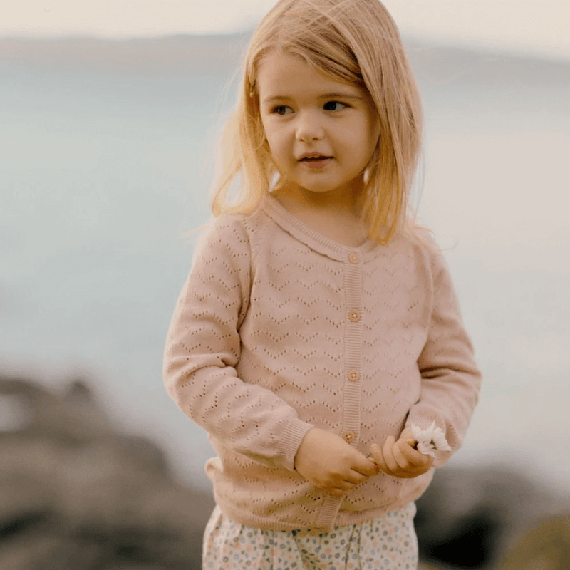 Nature Baby Piper Cardigan - Rose Bud Pointelle