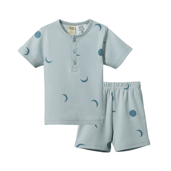 Nature Baby 2pc Short Sleeve Pyjama Set - Lunar Blue