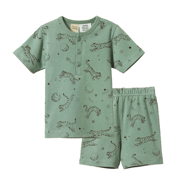 Nature Baby 2pc Short Sleeve Pyjama Set - Dream Tigers Lagoon