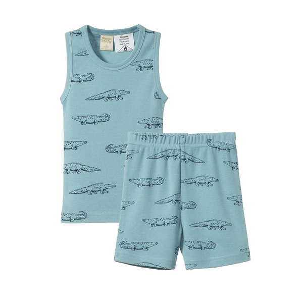 Nature Baby Singlet Pyjama Set - Crocodile Print