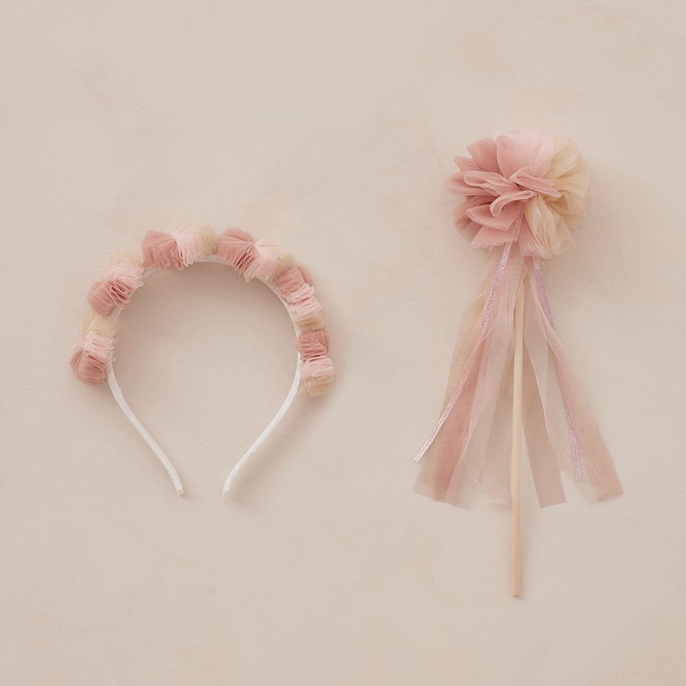 NoraLee Pom Pom Crown + Wand - Pink Ombre