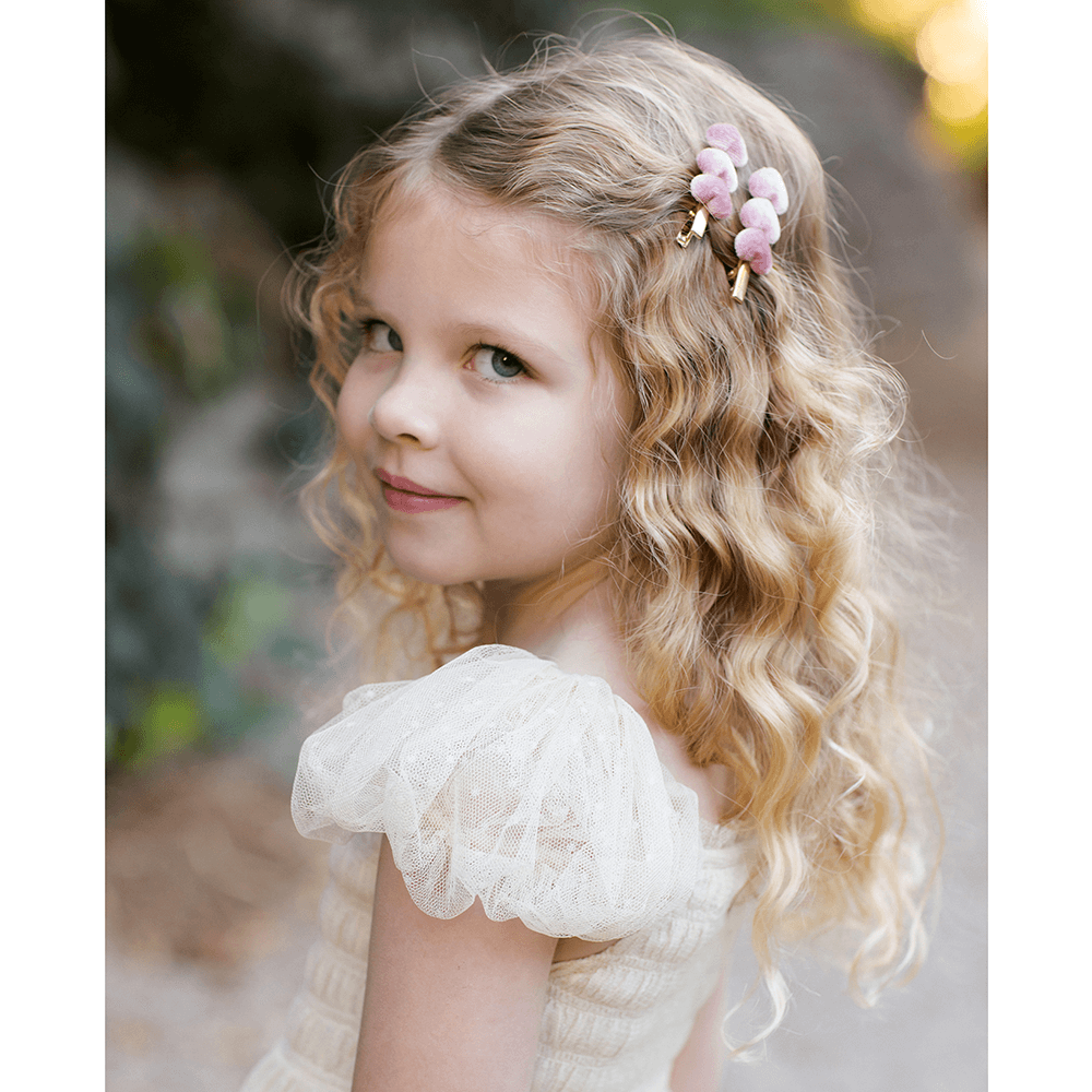 NoraLee Velvet Heart Clips - Raspberry