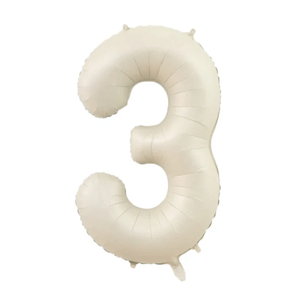 Little Sunday Number Three Balloon - Cream