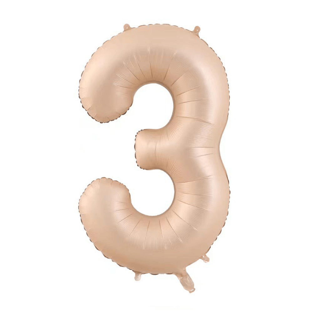 Little Sunday Number Three Balloon - Caramel