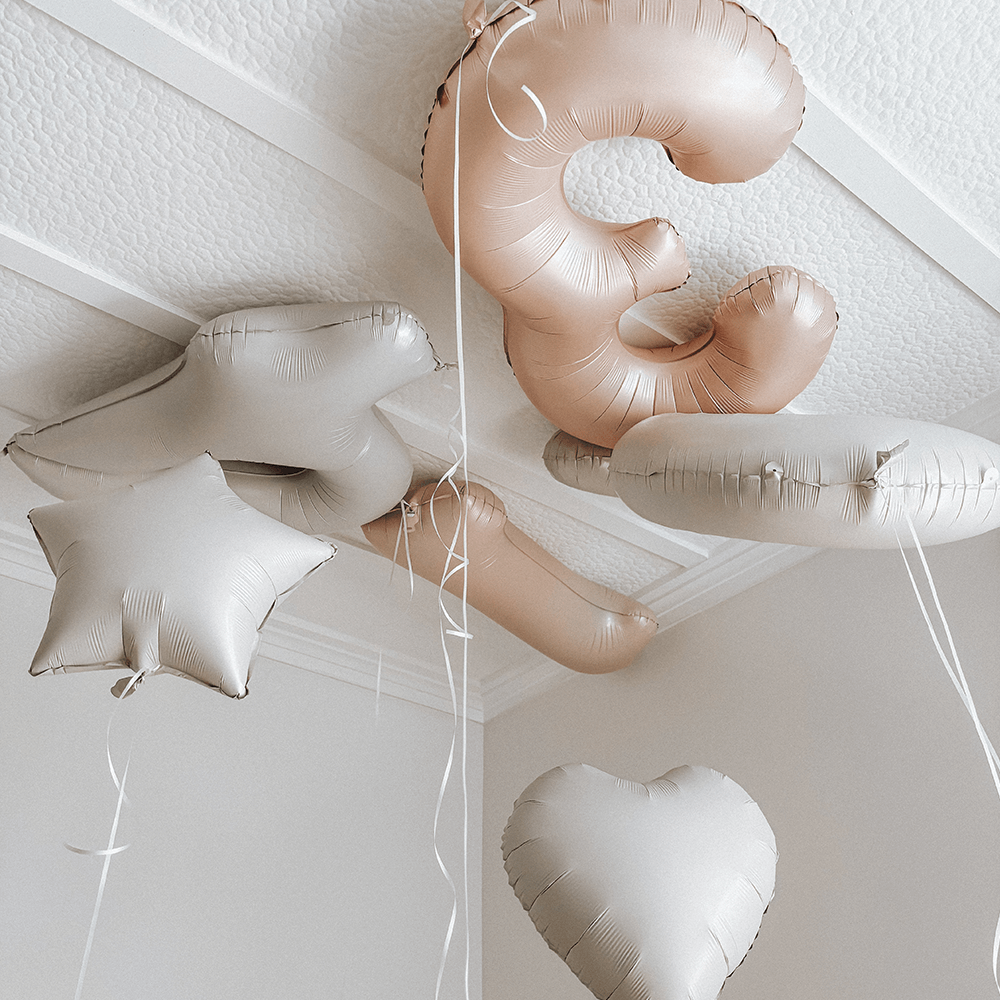 Little Sunday Number Three Balloon - Cream