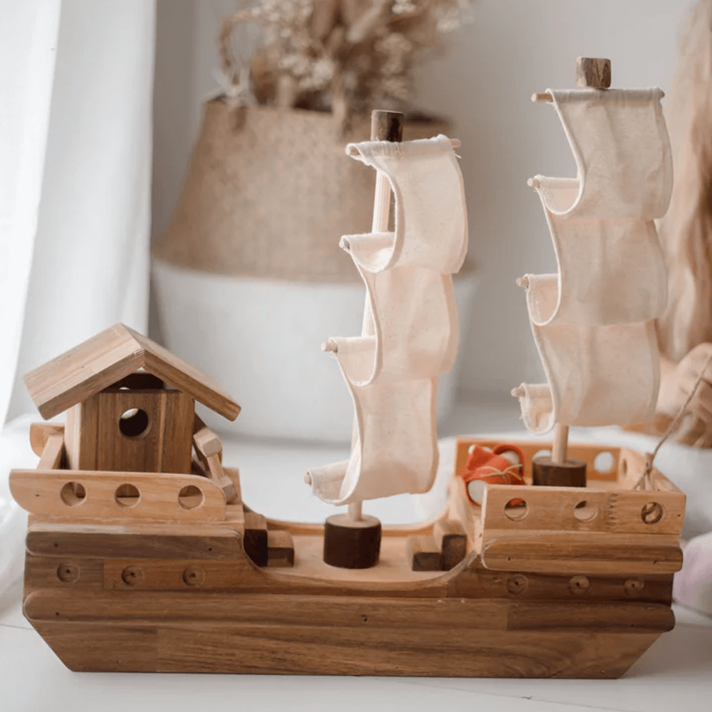 Little town wooden pirate ship sales
