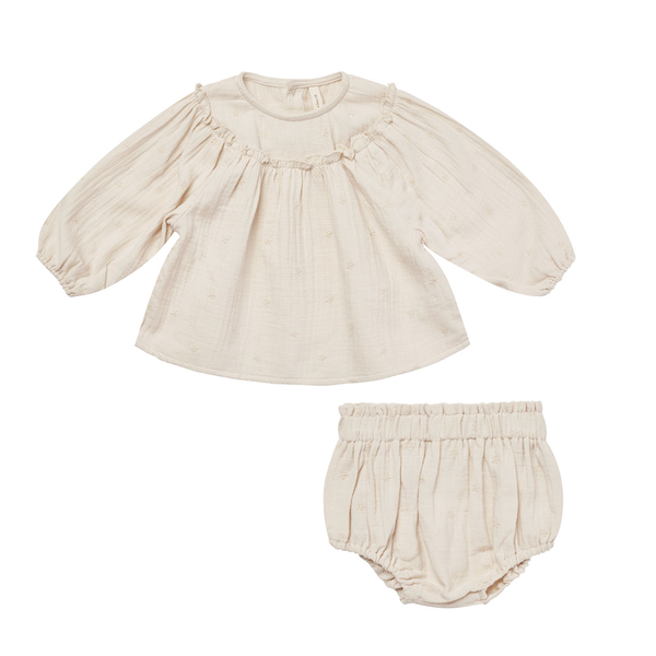 Quincy Mae Mia Top & Bloomer Set - Daisy Embroidery
