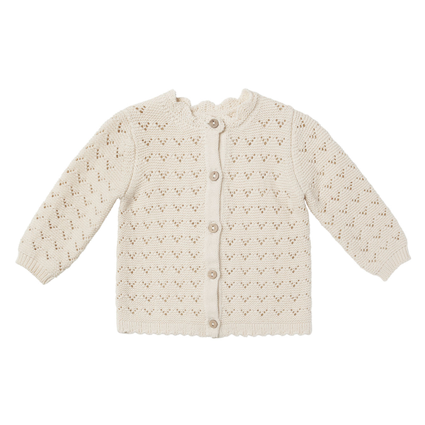 Quincy Mae Scalloped Cardigan - Natural