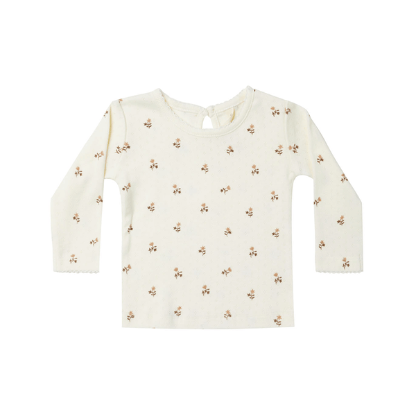 Quincy Mae Pointelle Long Sleeve Tee - Rose Fleur