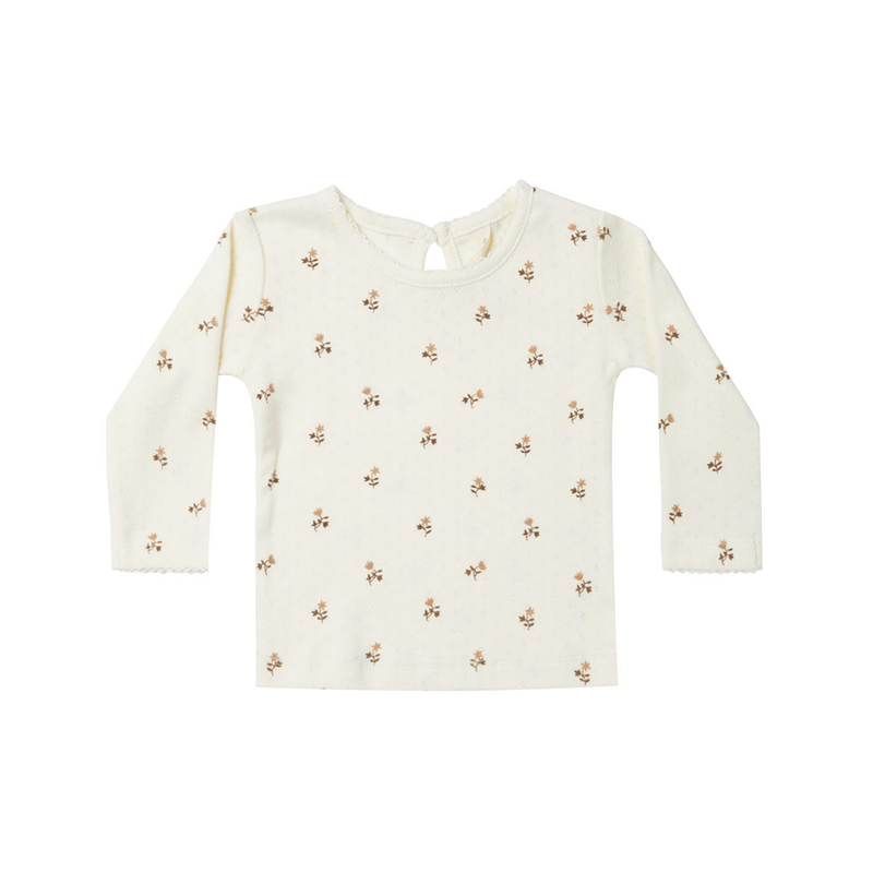 Quincy Mae Pointelle Long Sleeve Tee - Rose Fleur