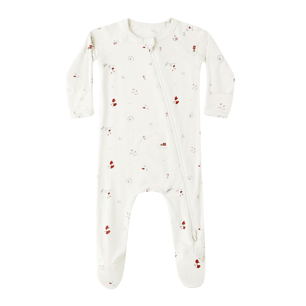 Quincy Mae Bamboo Zip Footie - Winter Wonderland