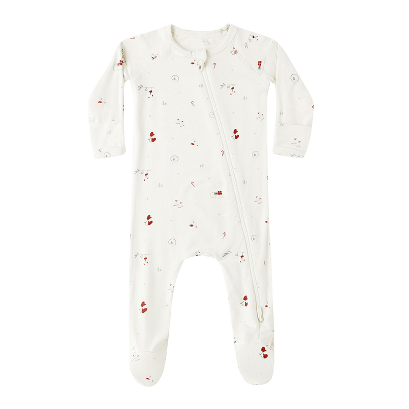 Quincy Mae Bamboo Zip Footie - Winter Wonderland