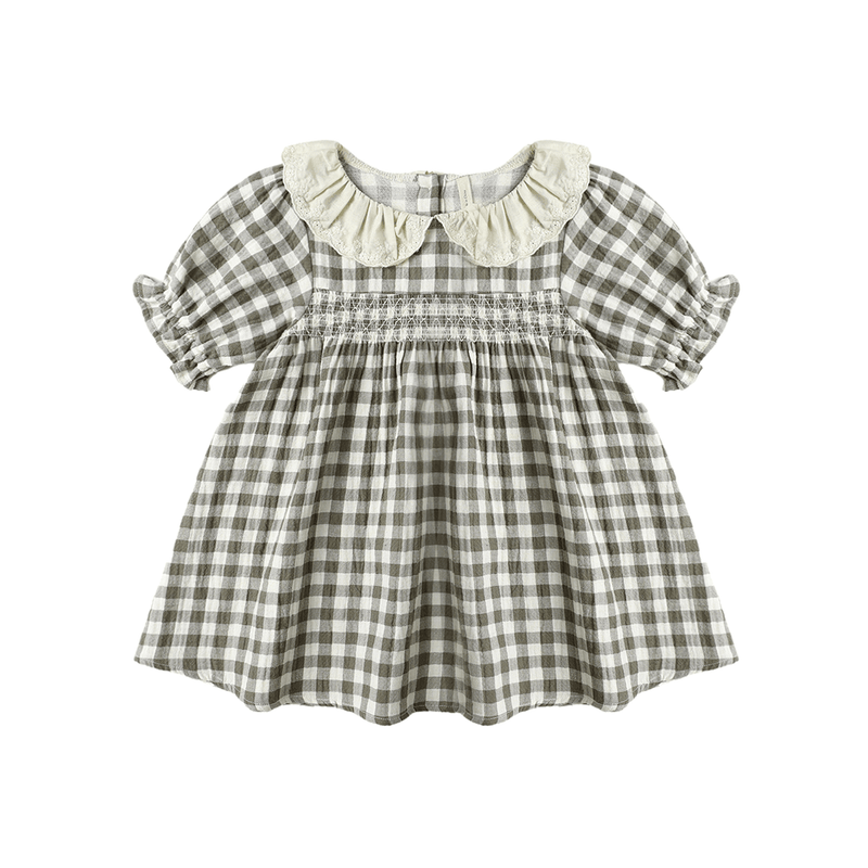 Quincy Mae Callie Short Sleeve Dress - Forest Check