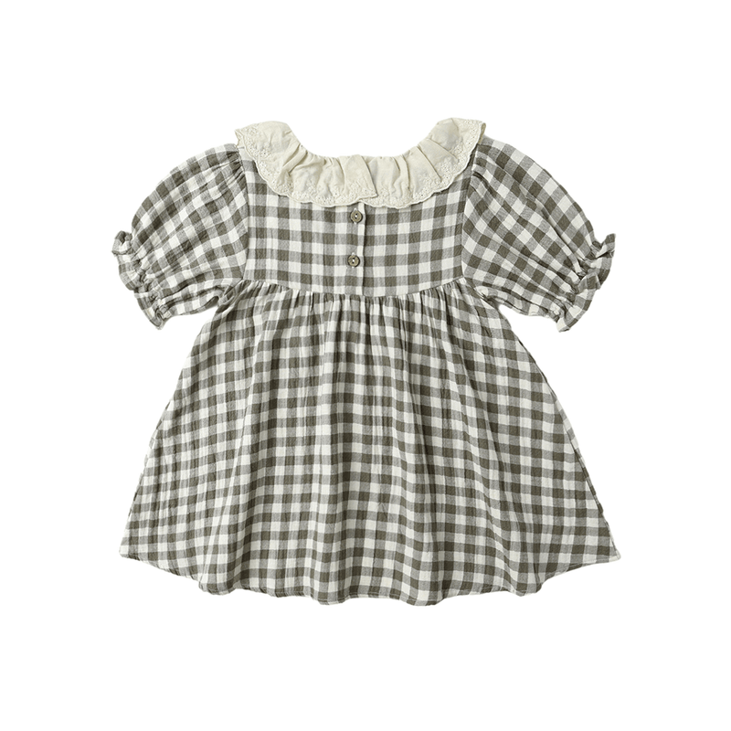 Quincy Mae Callie Short Sleeve Dress - Forest Check