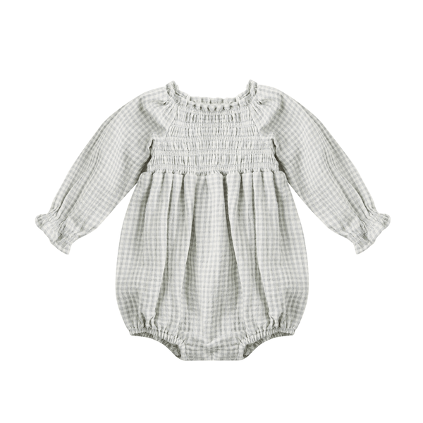 Quincy Mae Eden Romper - Blue Gingham