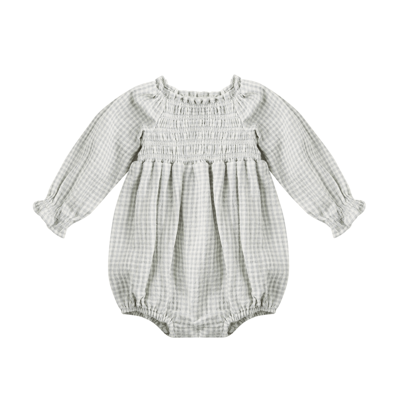 Quincy Mae Eden Romper - Blue Gingham
