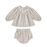 Quincy Mae Mia Top + Bloomer Set - Blue Plaid