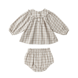 Quincy Mae Mia Top + Bloomer Set - Blue Plaid