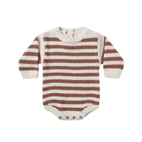 Quincy Mae Rex Romper - Cedar Stripe