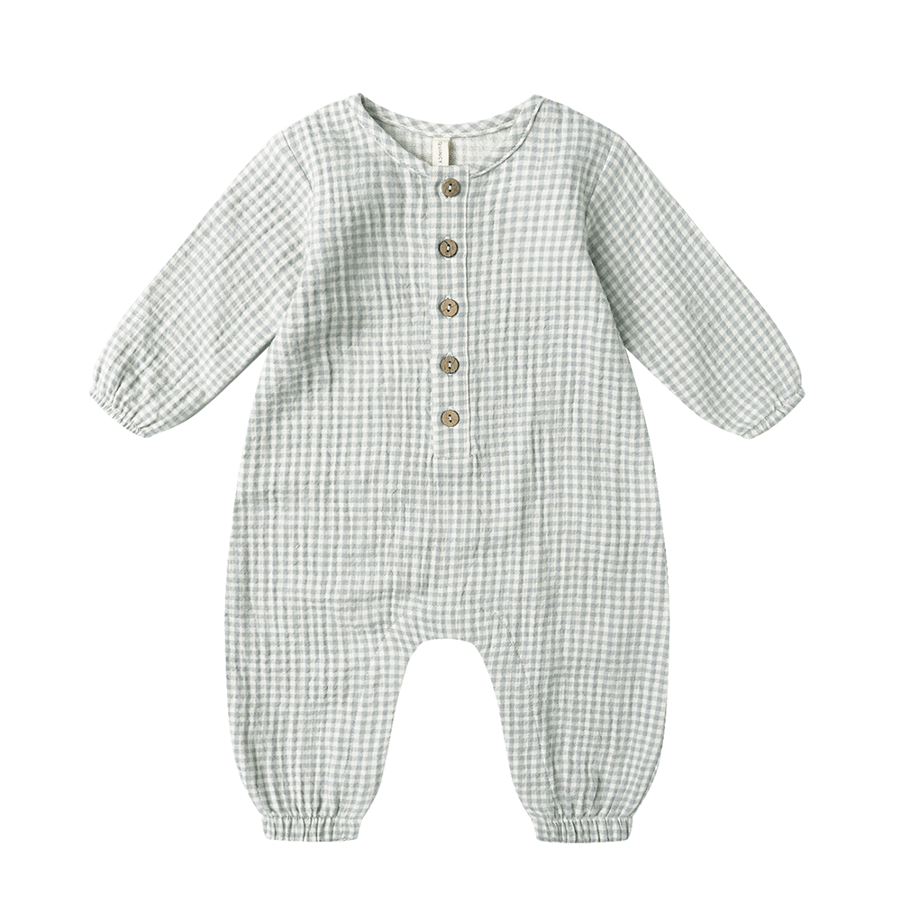 Quincy Mae Woven Jumpsuit - Blue Gingham