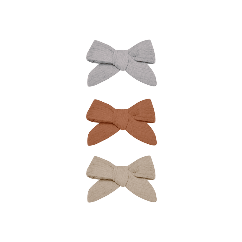 Quincy Mae Bow with Clip - Periwinkle + Clay + Oat