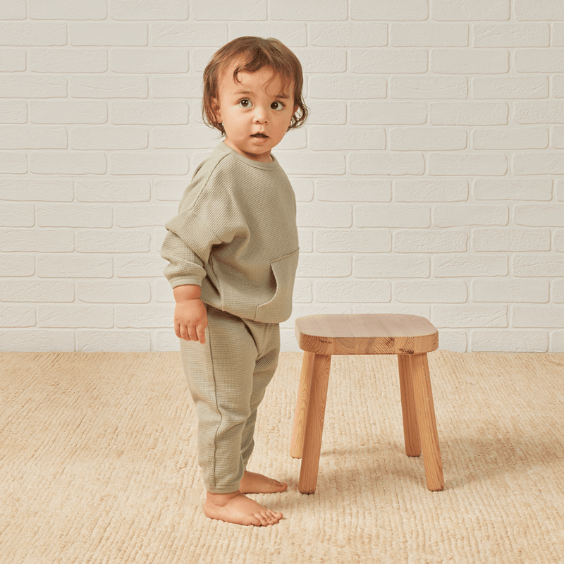 Quincy Mae Waffle Slouch Set - Sage
