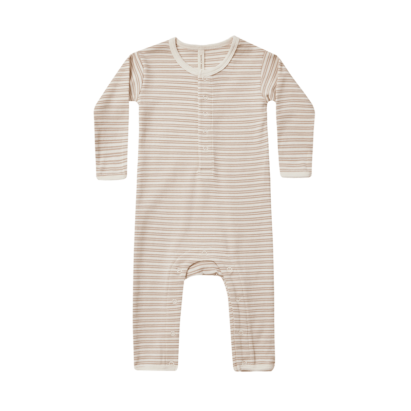 Quincy Mae Baby Jumpsuit - Oat Stripe