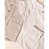 Quincy Mae Woven Boxy Top + Short Set - Oat Check