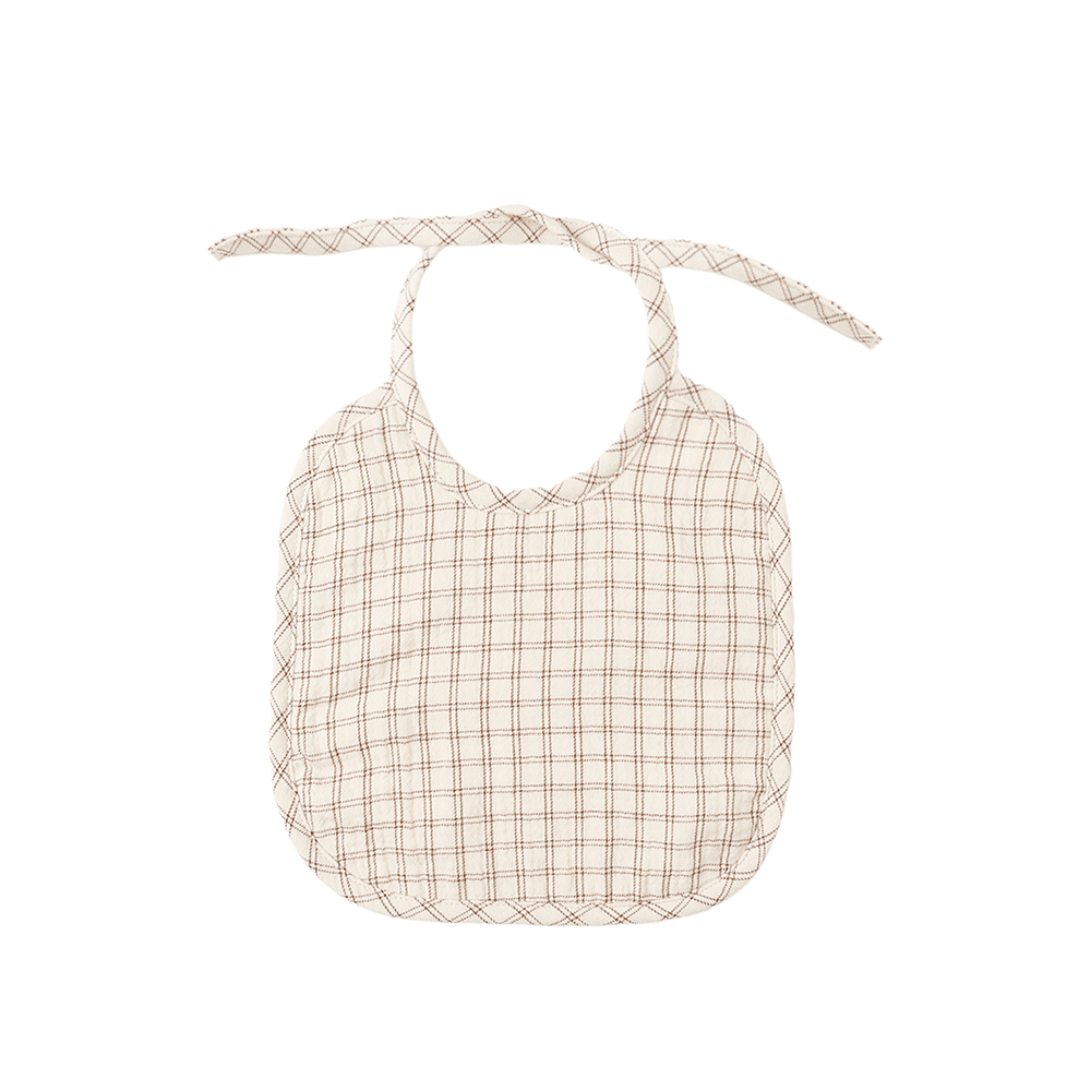 Quincy Mae Woven Tie Bib - Cedar Check