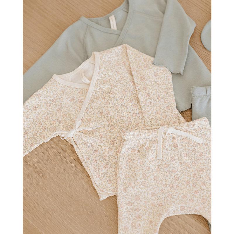 Quincy Mae Wrap Top & Footed Pant Set - Primrose