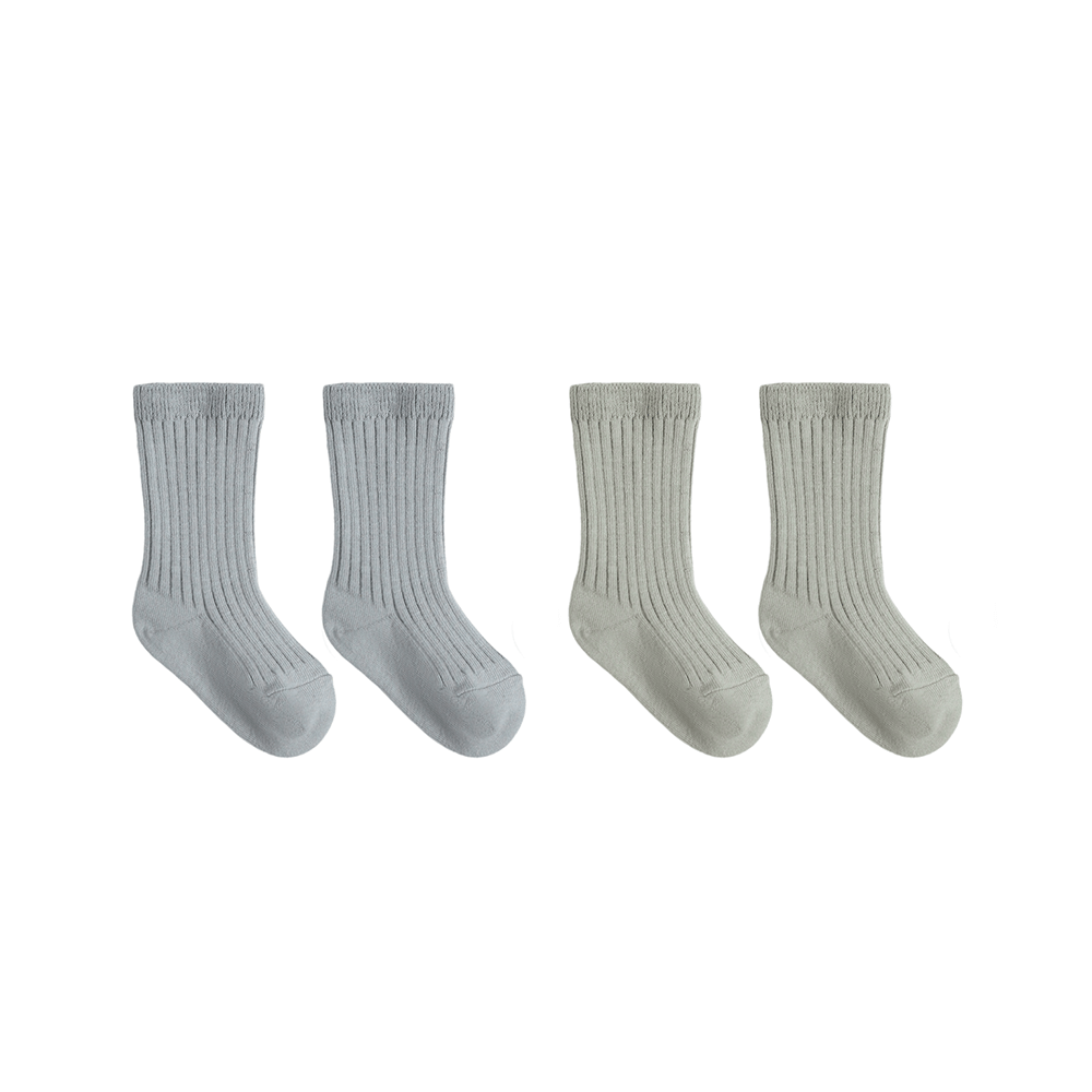 Quincy Mae Socks Set - Fern, Steel Blue