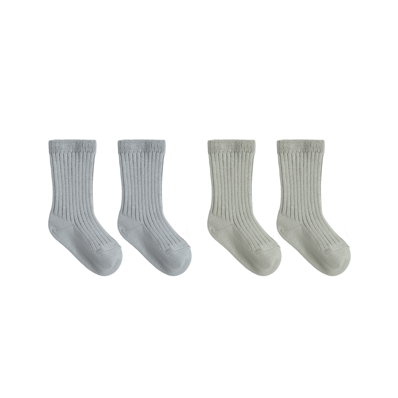 Quincy Mae Socks Set - Fern, Steel Blue