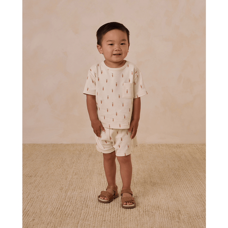 Quincy Mae Boxy Pocket Tee + Short Set - Carrots