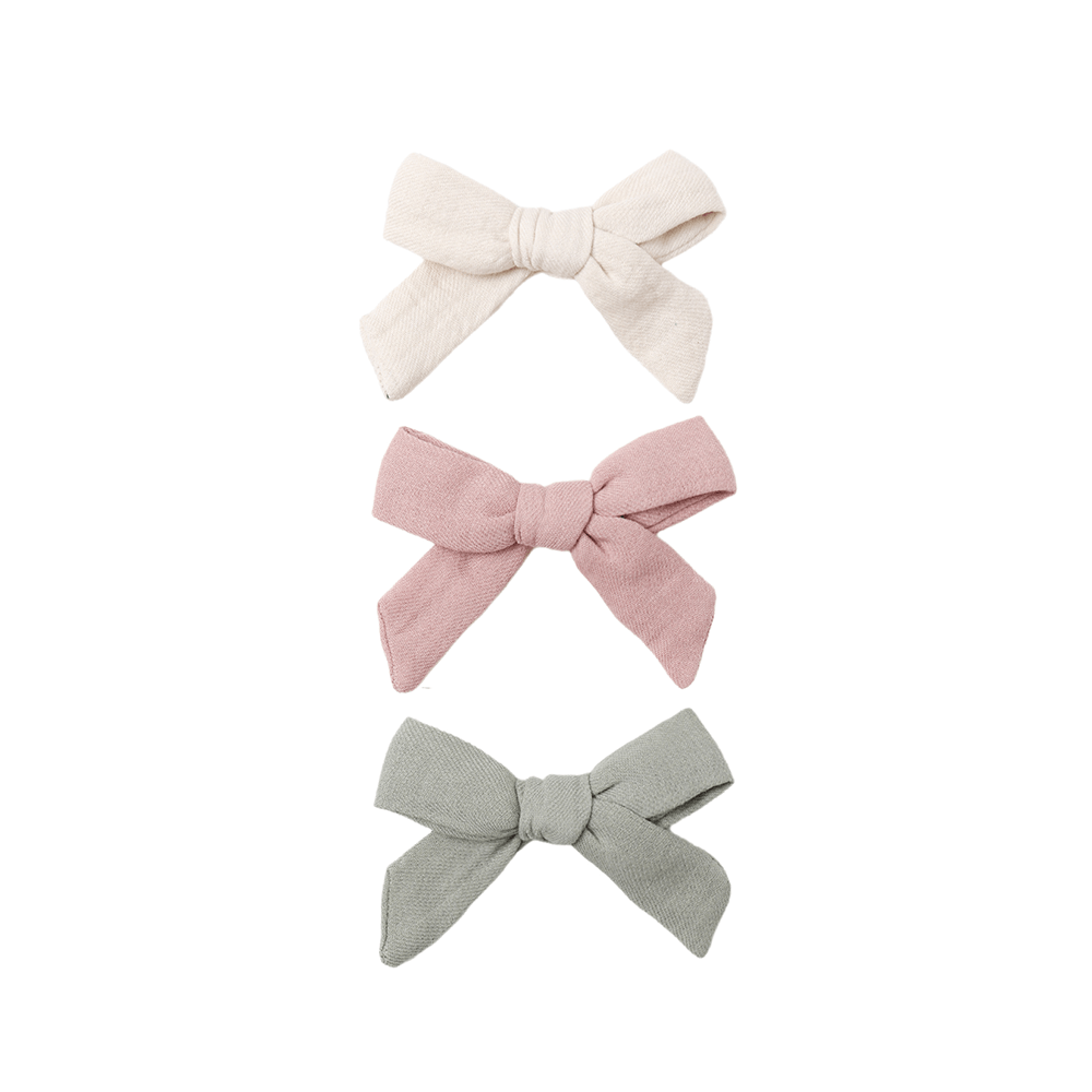 Quincy Mae Bow with Clip - Natural, Fern, Rose